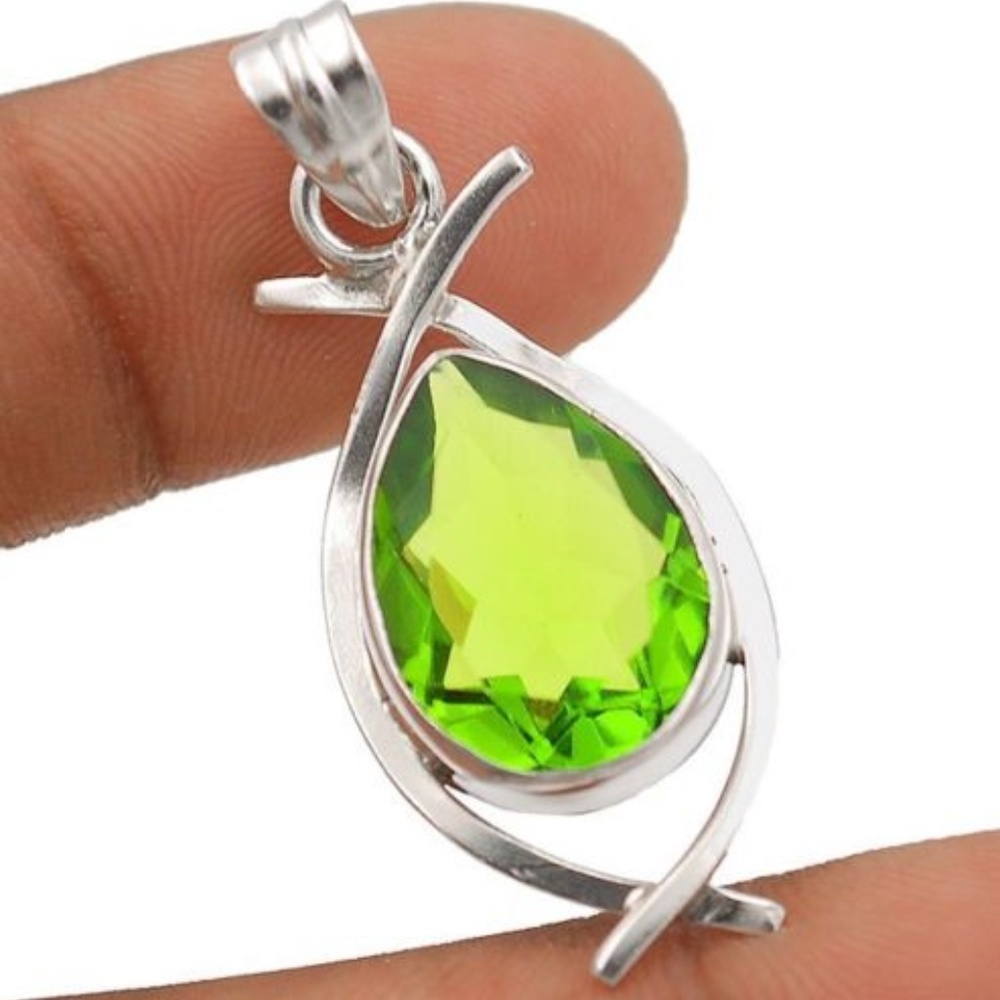 6CT Peridot 925 Solid Sterling Silver Necklace